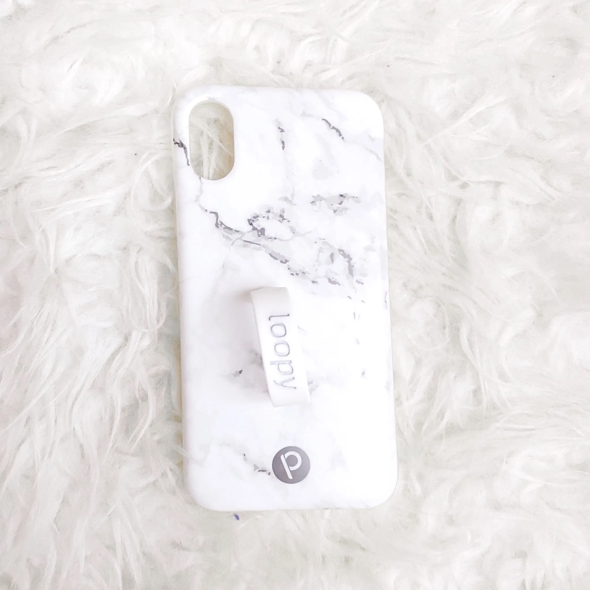 iPhone X White Marble Loopy Case with White and Blue Strap (LIKE NEW)