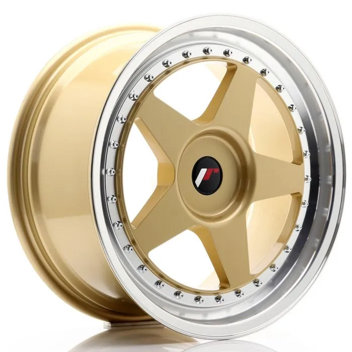 JAPAN RACING - JR WHEELS JR6 18X8.5 ET20-40 CUSTOM PCD GOLD WITH MACHINED LIP