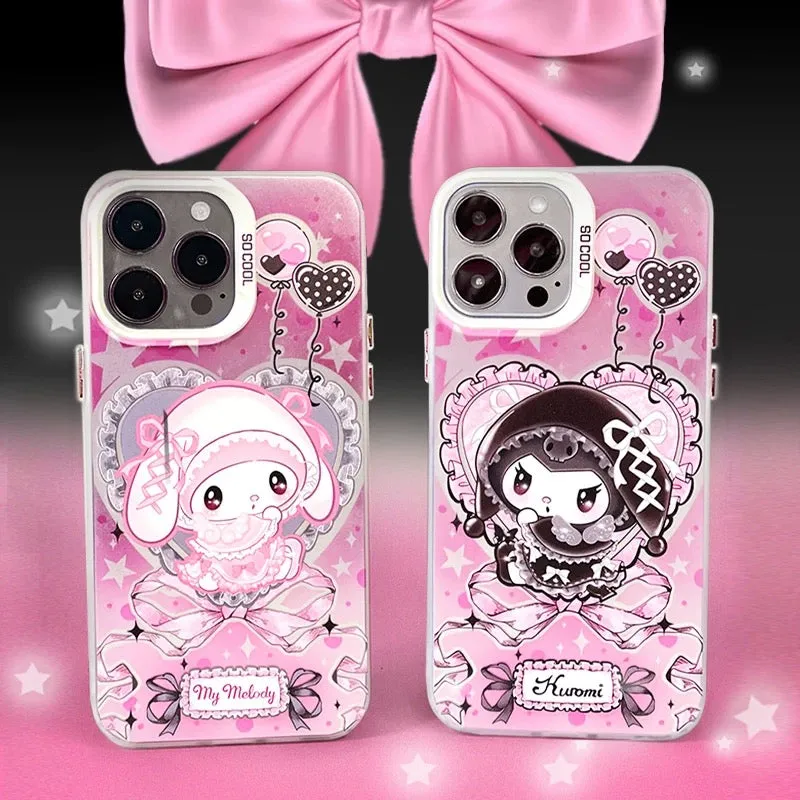 Japanese Cartoon Sanrio Winter Sweet Lolita | My Melody Kuromi Laser - iPhone Case 11 12 13 14 15 16 Pro Promax