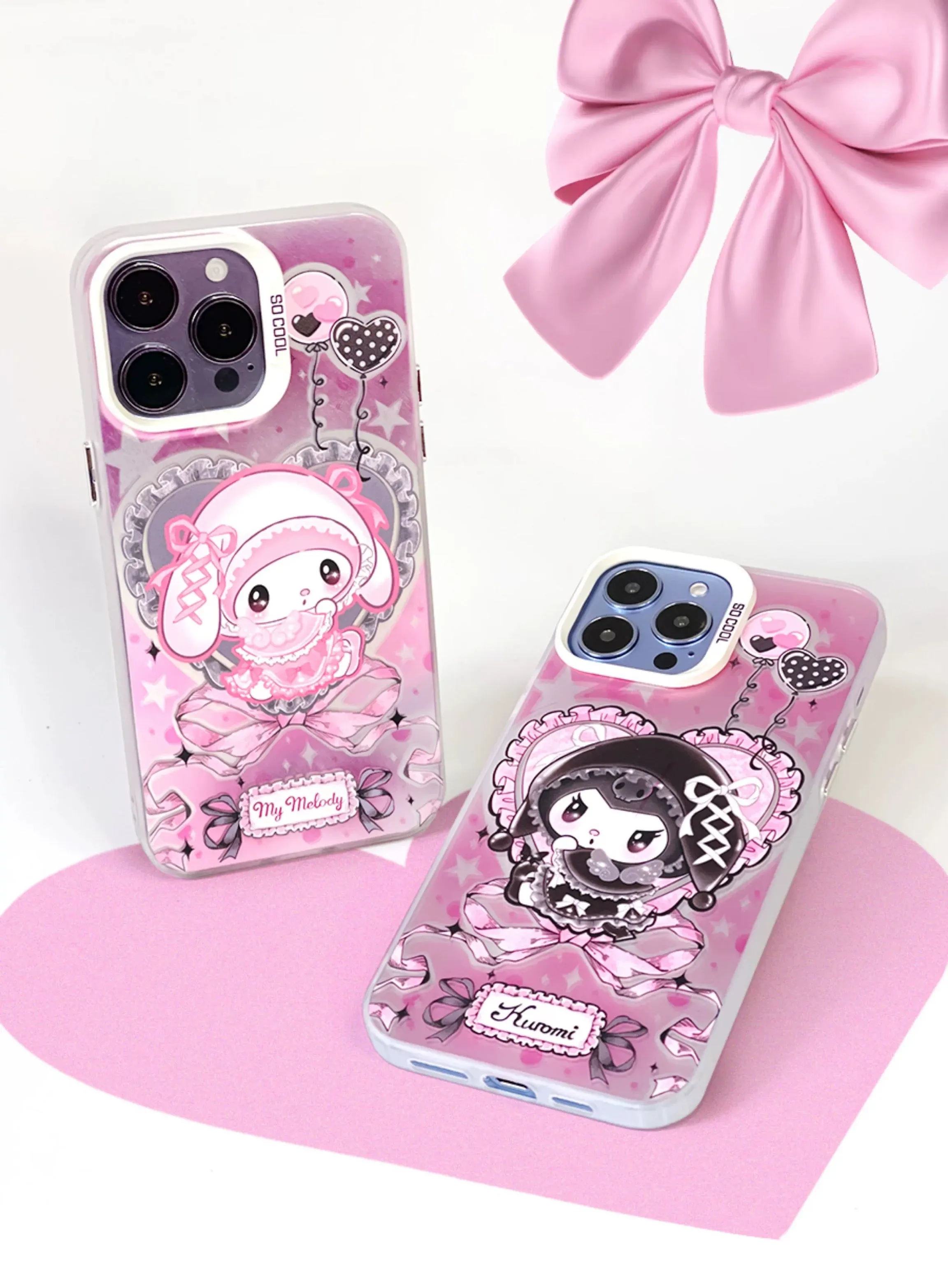 Japanese Cartoon Sanrio Winter Sweet Lolita | My Melody Kuromi Laser - iPhone Case 11 12 13 14 15 16 Pro Promax