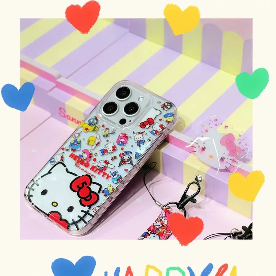 Japanese Cartoon Sanrio with friends Hello Kitty 50th Anniversary - iPhone Case 13 14 15 Pro Promax