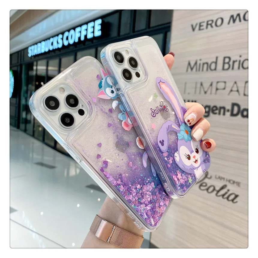 Japanese Cartoon Teddy Bear Rabbit Glitter QuickSand iPhone Case 14 13 12 11 XS XR Pro Max Plus