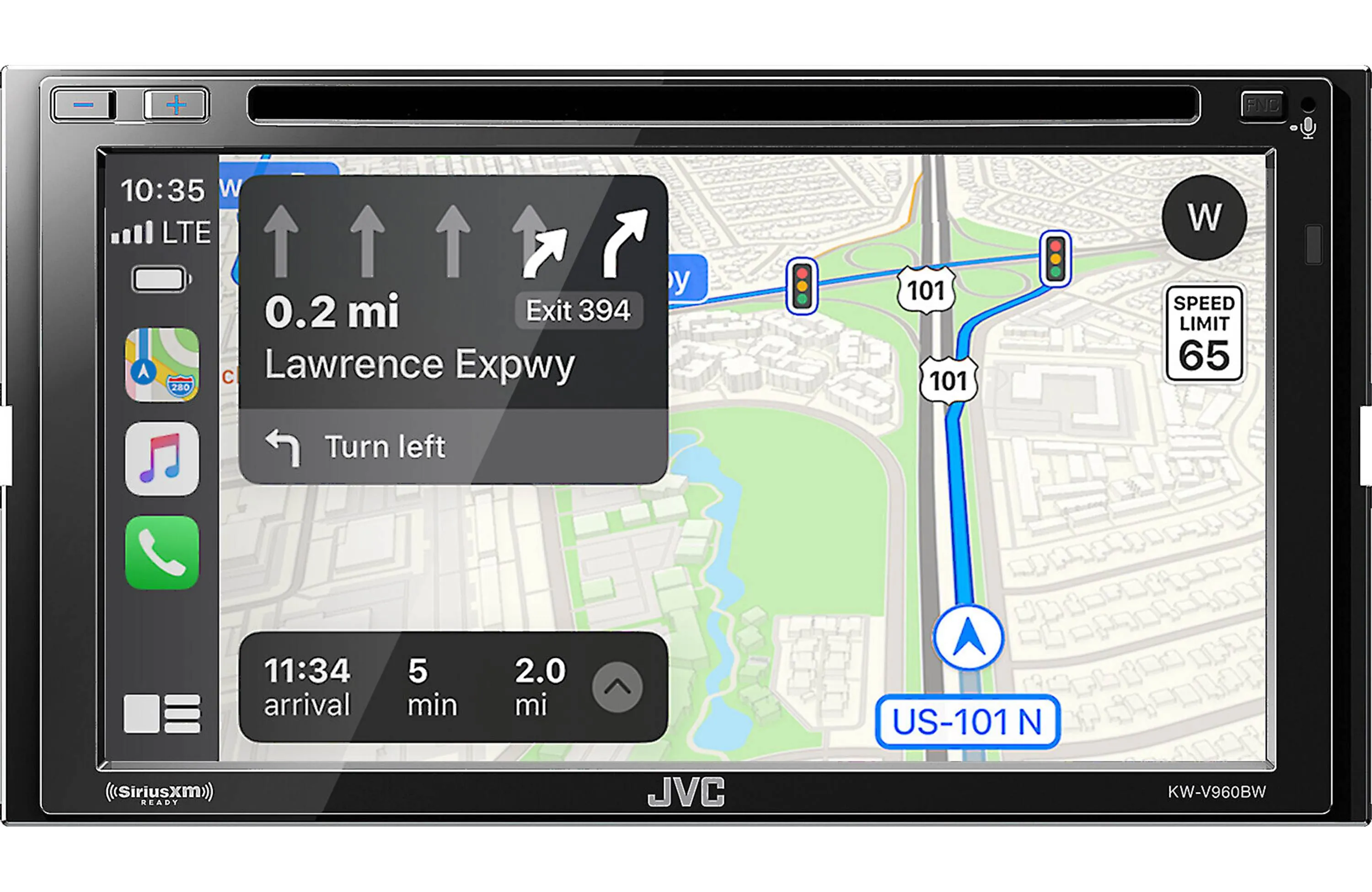 JVC KW-V960BW 6.8" Android Auto/Apple CarPlay, Built-in Bluetooth In-Dash CD/DVD/DM Receiver