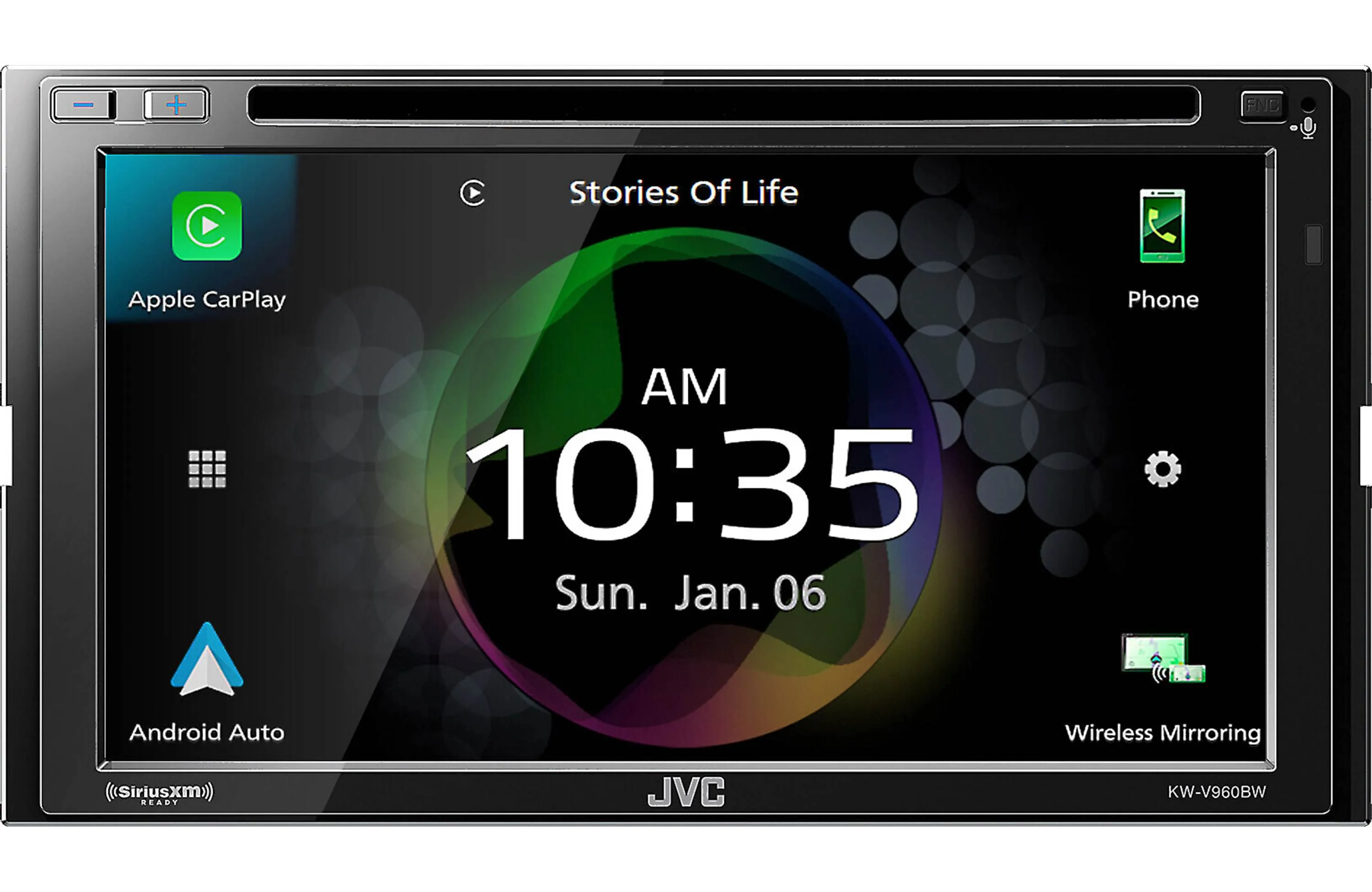 JVC KW-V960BW 6.8" Android Auto/Apple CarPlay, Built-in Bluetooth In-Dash CD/DVD/DM Receiver