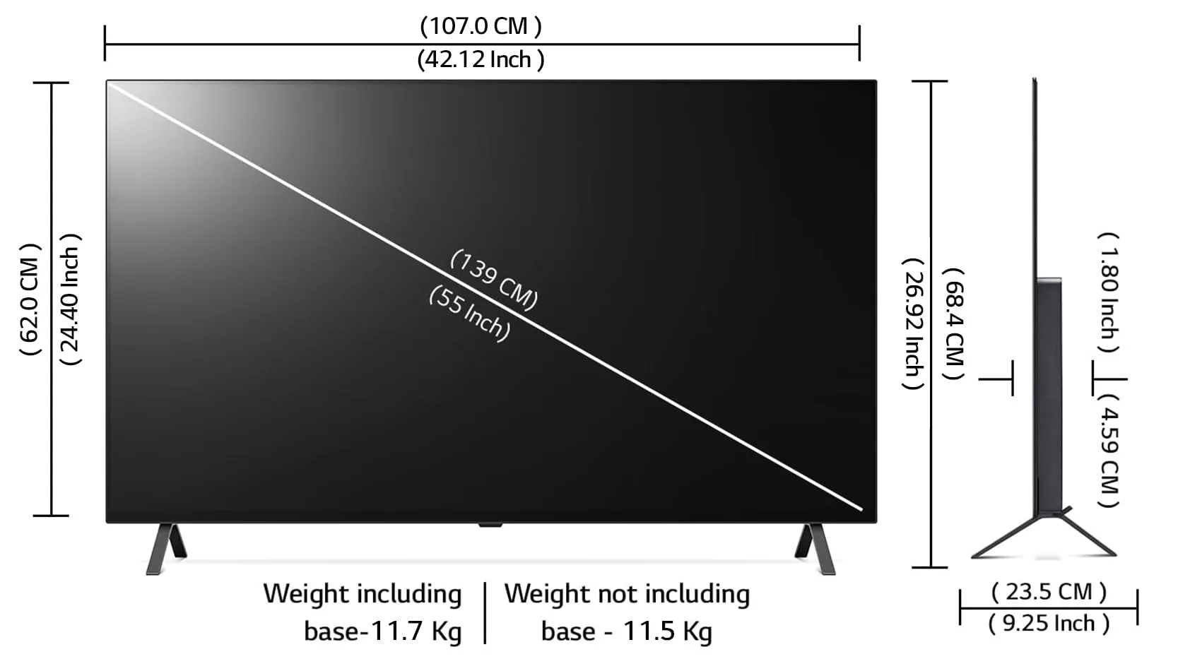 LG 121 cm (48 inches) 4K Ultra HD Smart OLED TV 48A2PSA (Rocky Black)