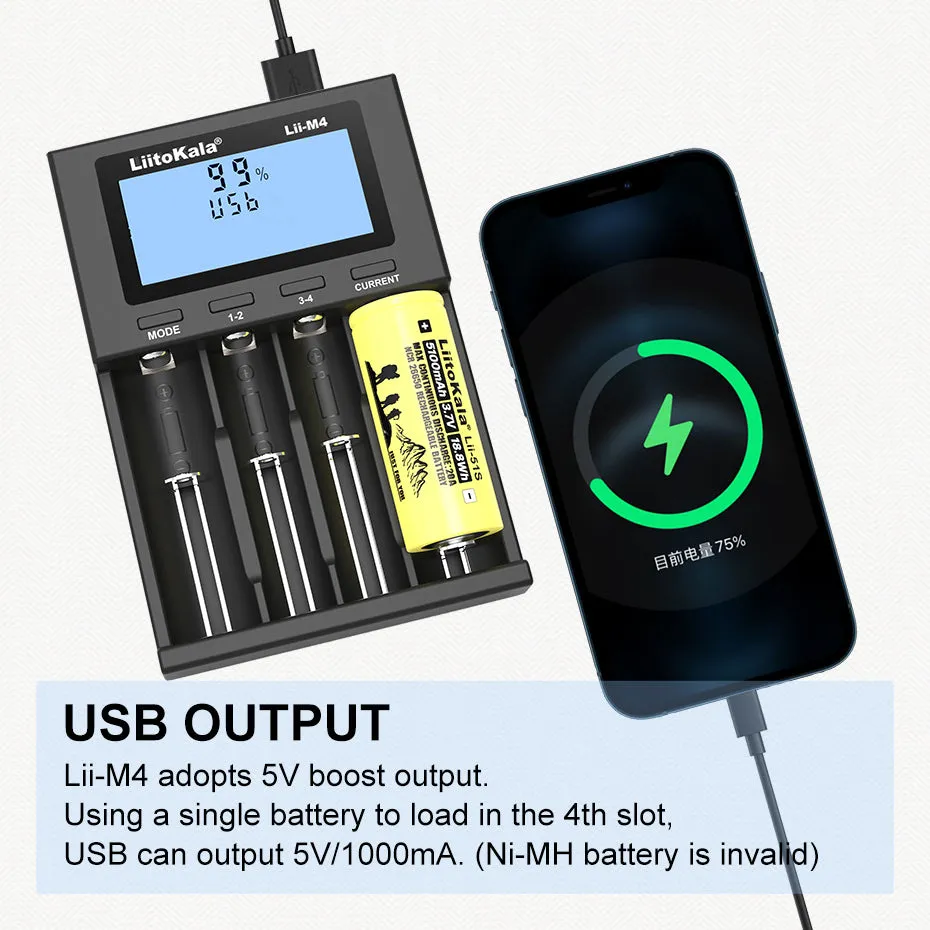 Liitokala Lii-M4 Smart LCD Fast Battery Charger