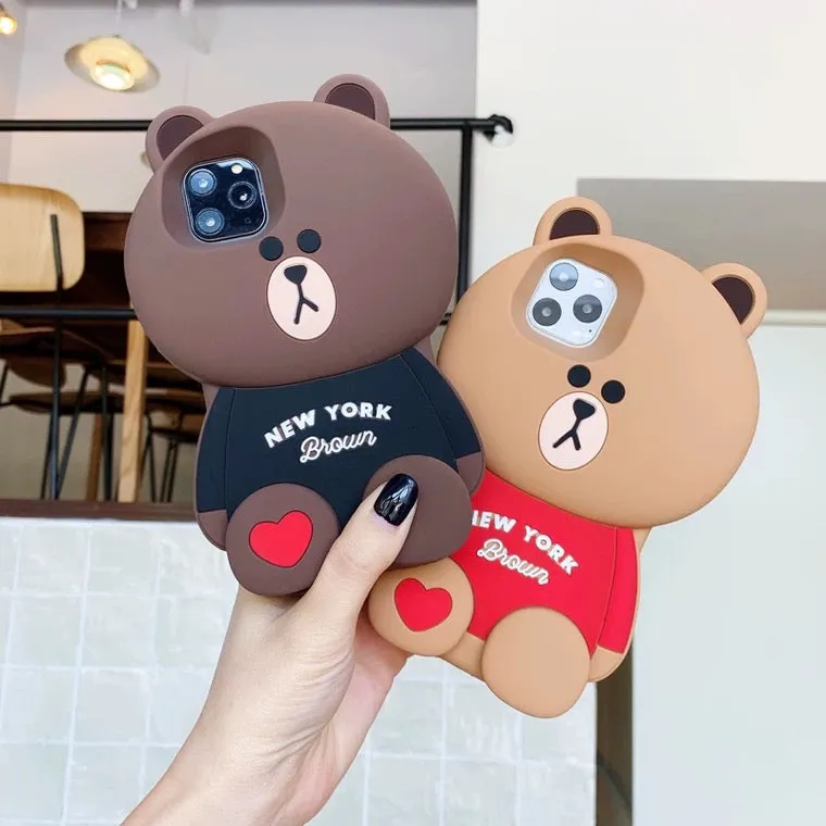 Line friends Big Brown Bear | New York Brown - iPhone Case iPhone XS XR X 11 12 13 14 15 Pro Promax