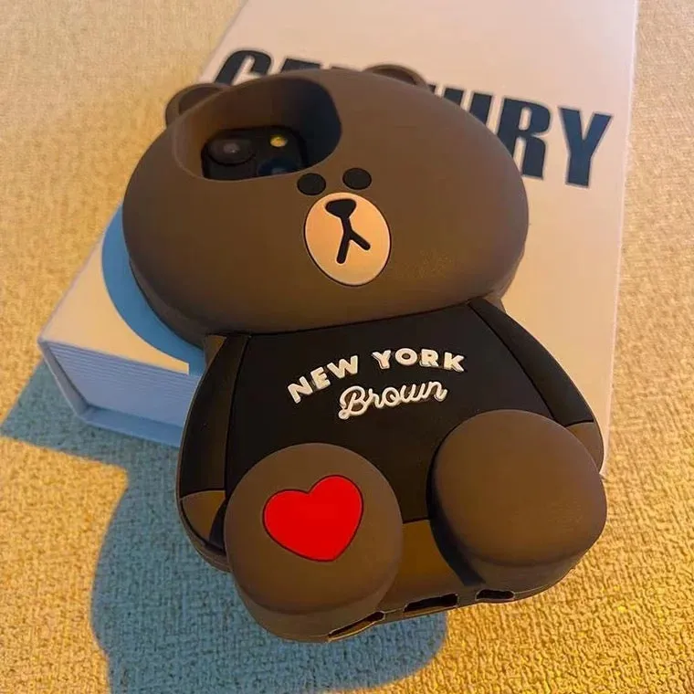 Line friends Big Brown Bear | New York Brown - iPhone Case iPhone XS XR X 11 12 13 14 15 Pro Promax