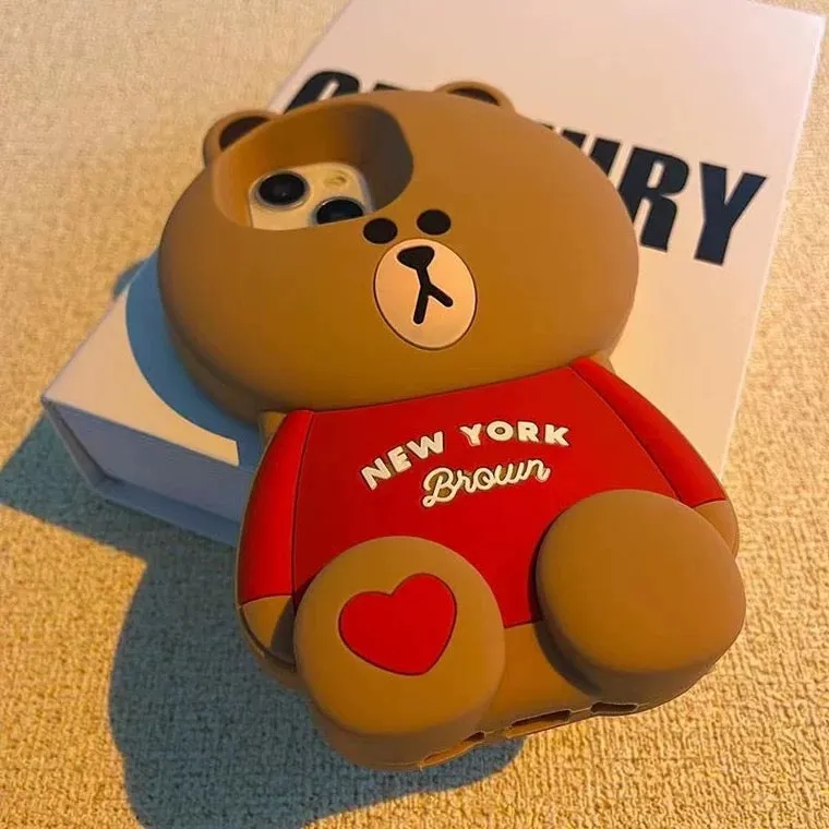 Line friends Big Brown Bear | New York Brown - iPhone Case iPhone XS XR X 11 12 13 14 15 Pro Promax