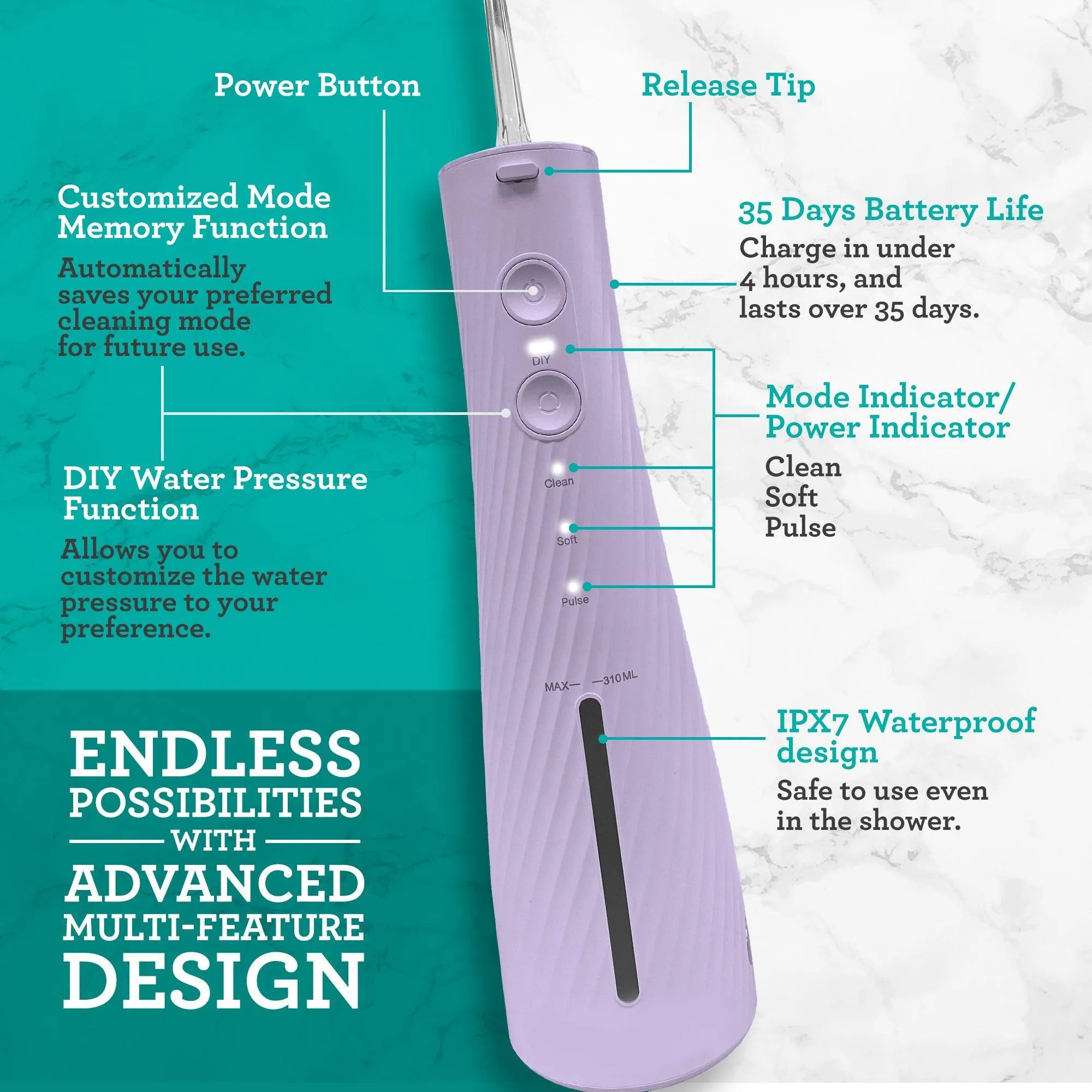 Lion & Lamb 2.0 Portable Toothbrush & Water Flosser - Lavender