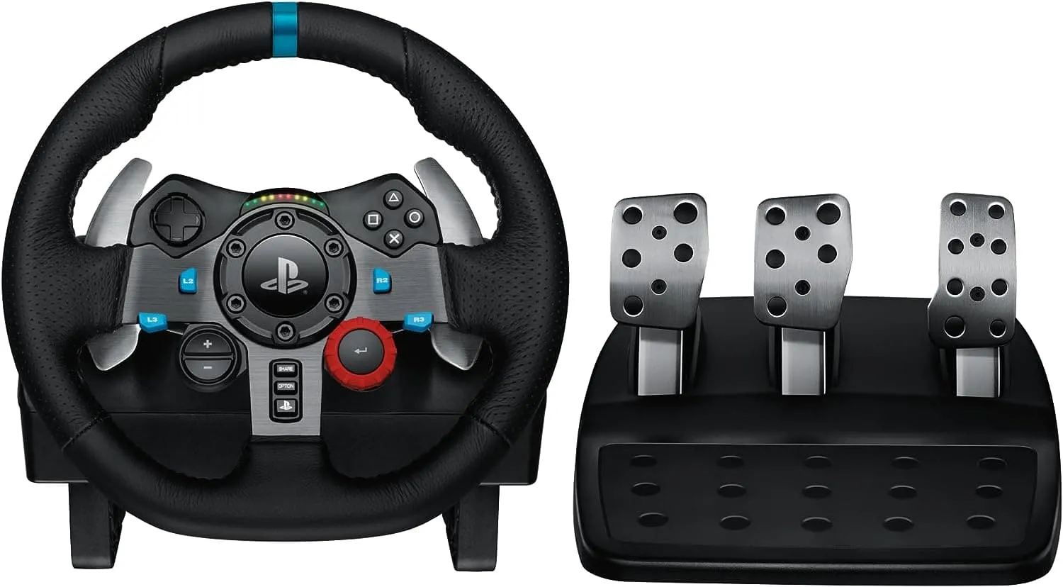 Logitech G29 Driving Force Racing Wheel & Pedals - Real Force Feedback, Paddle Shifters, Leather Cover - PS5, PS4, PC, Mac Compatible - Black