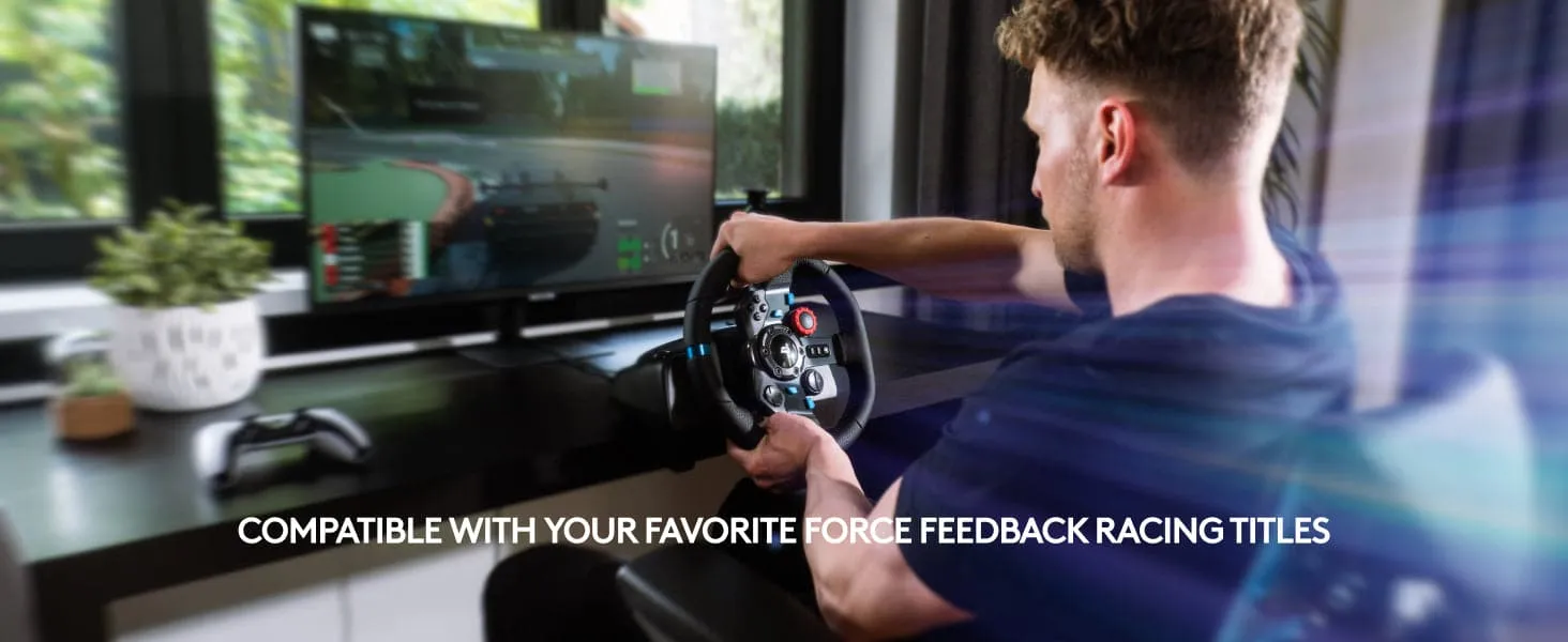 Logitech G29 Driving Force Racing Wheel & Pedals - Real Force Feedback, Paddle Shifters, Leather Cover - PS5, PS4, PC, Mac Compatible - Black