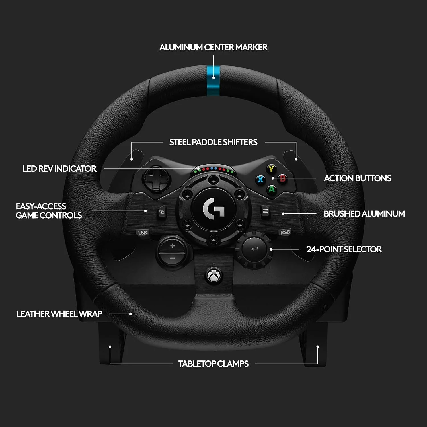 Logitech G923 Racing Wheel and Pedals - TRUEFORCE Force Feedback, Responsive Pedal, Dual Clutch Launch Control, Genuine Leather Wheel Cover - For Xbox Series X|S|One, PC