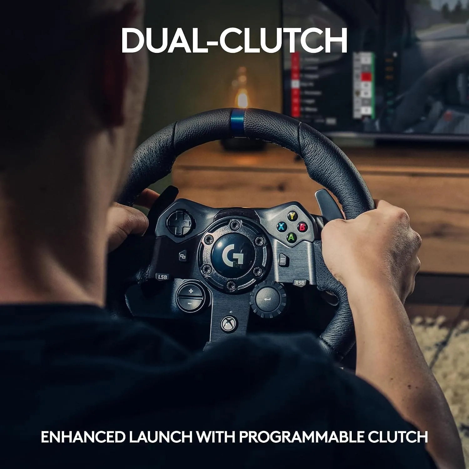 Logitech G923 Racing Wheel and Pedals - TRUEFORCE Force Feedback, Responsive Pedal, Dual Clutch Launch Control, Genuine Leather Wheel Cover - For Xbox Series X|S|One, PC