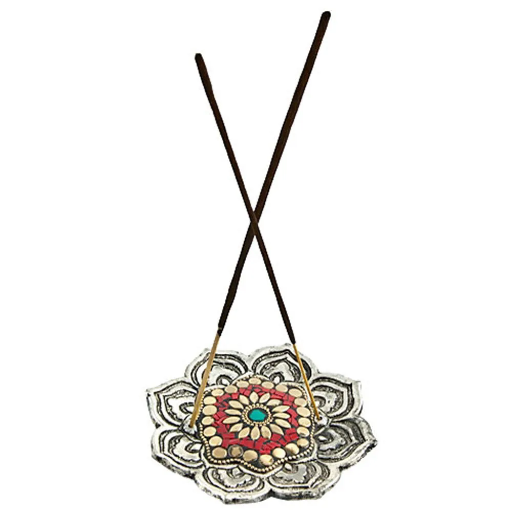 Lotus Colored Aluminum Incense Stick Burner 4"