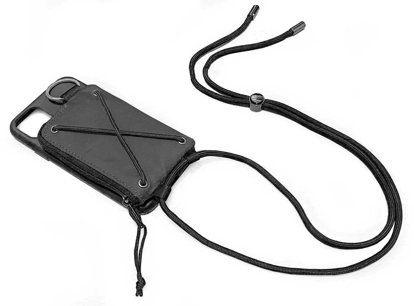 <A 000a001g04>Crossbody Phone Case with zipper pouch (With KOVID-TEX Antimicrobial Lining) BLACK