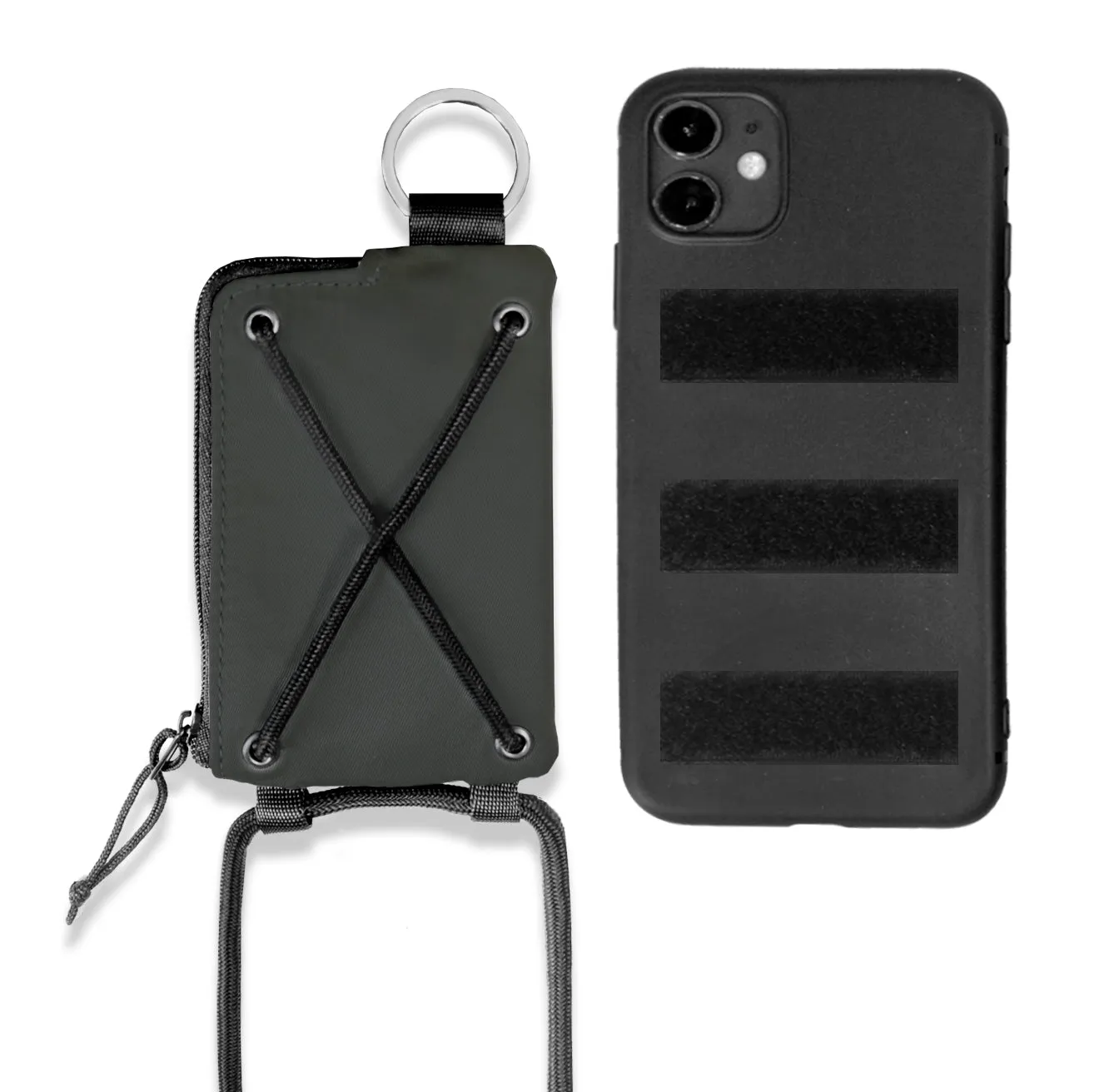 <A 000a001g04>Crossbody Phone Case with zipper pouch (With KOVID-TEX Antimicrobial Lining) BLACK