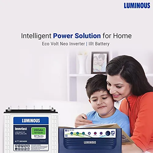 Luminous Inverter & Battery Combo for Home, Office & Shops ( Eco Volt Neo 1550 Sine Wave Inverter, Inverlast ILTT 18048N 150Ah Tall Tubular Battery)