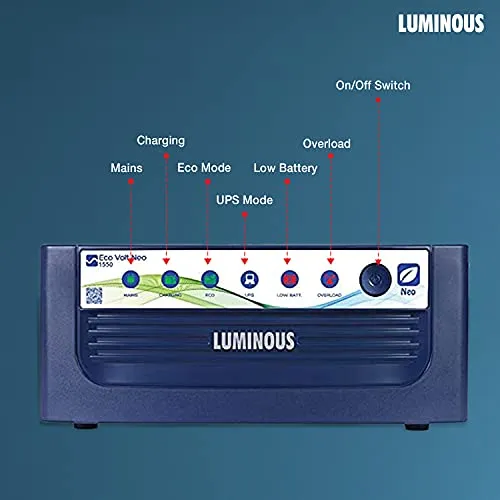 Luminous Inverter & Battery Combo for Home, Office & Shops ( Eco Volt Neo 1550 Sine Wave Inverter, Inverlast ILTT 18048N 150Ah Tall Tubular Battery)