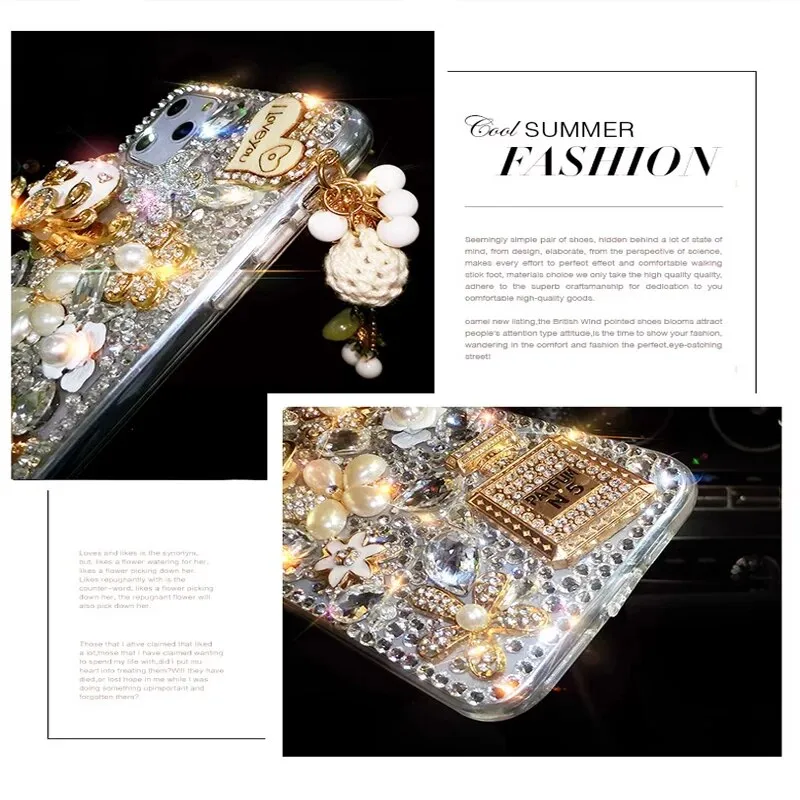 Luxury 3D Gold Purse Carriage Bling Crystal Mobile Phone Case With Pendant For iPhone