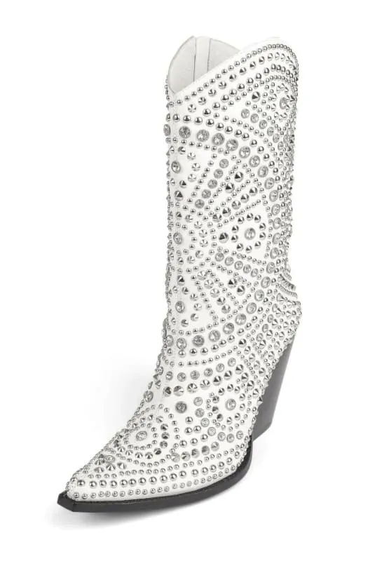 Luxury Crystal Encrusted Western Boots with Pointed Toe Elegance