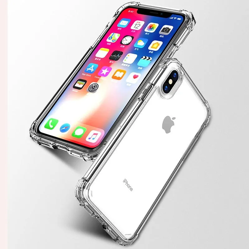 Luxury Shockproof Bumper Transparent Silicone Phone Case For iPhone X XS XR XS Max 8 7 6 6S Plus Clear protection Back Cover