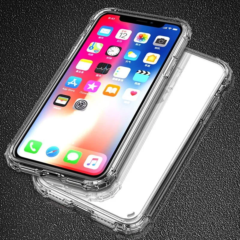 Luxury Shockproof Bumper Transparent Silicone Phone Case For iPhone X XS XR XS Max 8 7 6 6S Plus Clear protection Back Cover