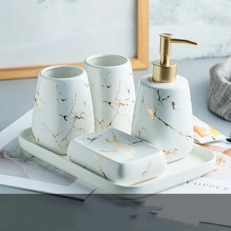 Marble Styled Bathroom Accessories Set