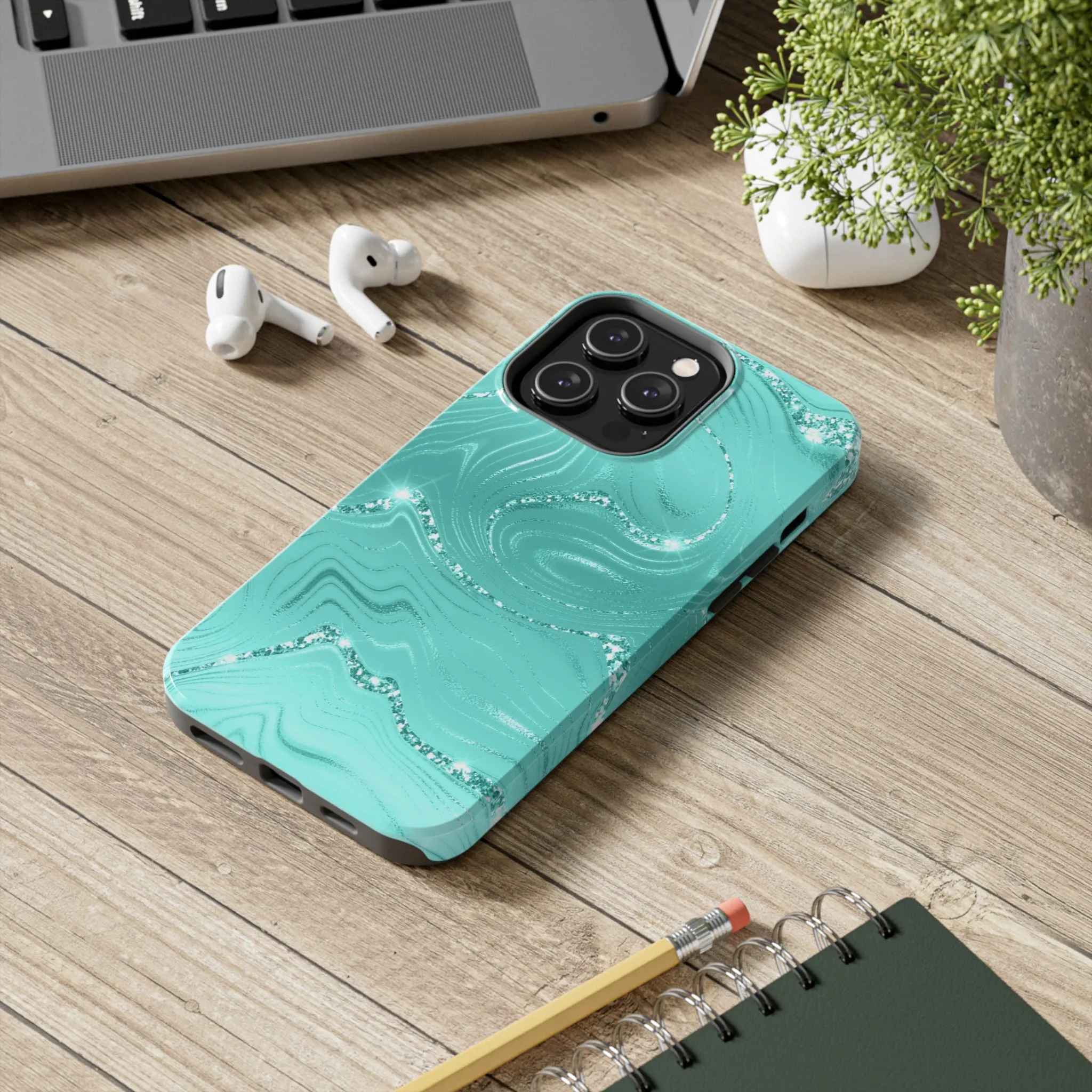 Marbled Turquoise Design Tough Phone Case compatible with a large variety of phone models, Gift, Phone Case