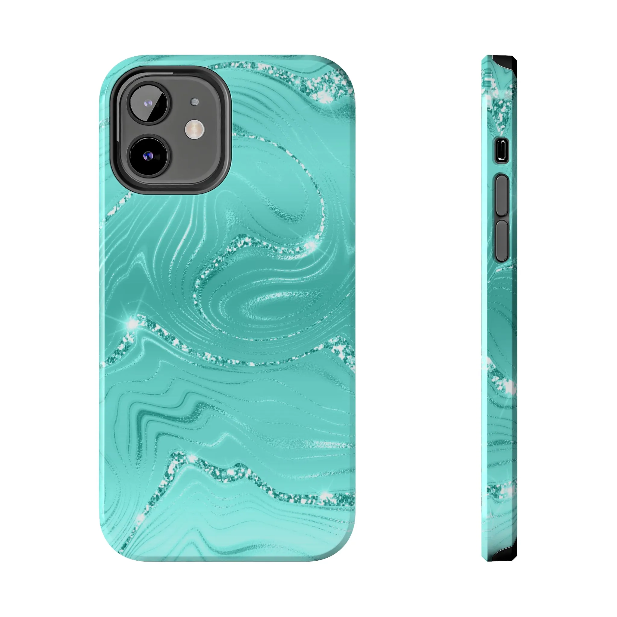 Marbled Turquoise Design Tough Phone Case compatible with a large variety of phone models, Gift, Phone Case