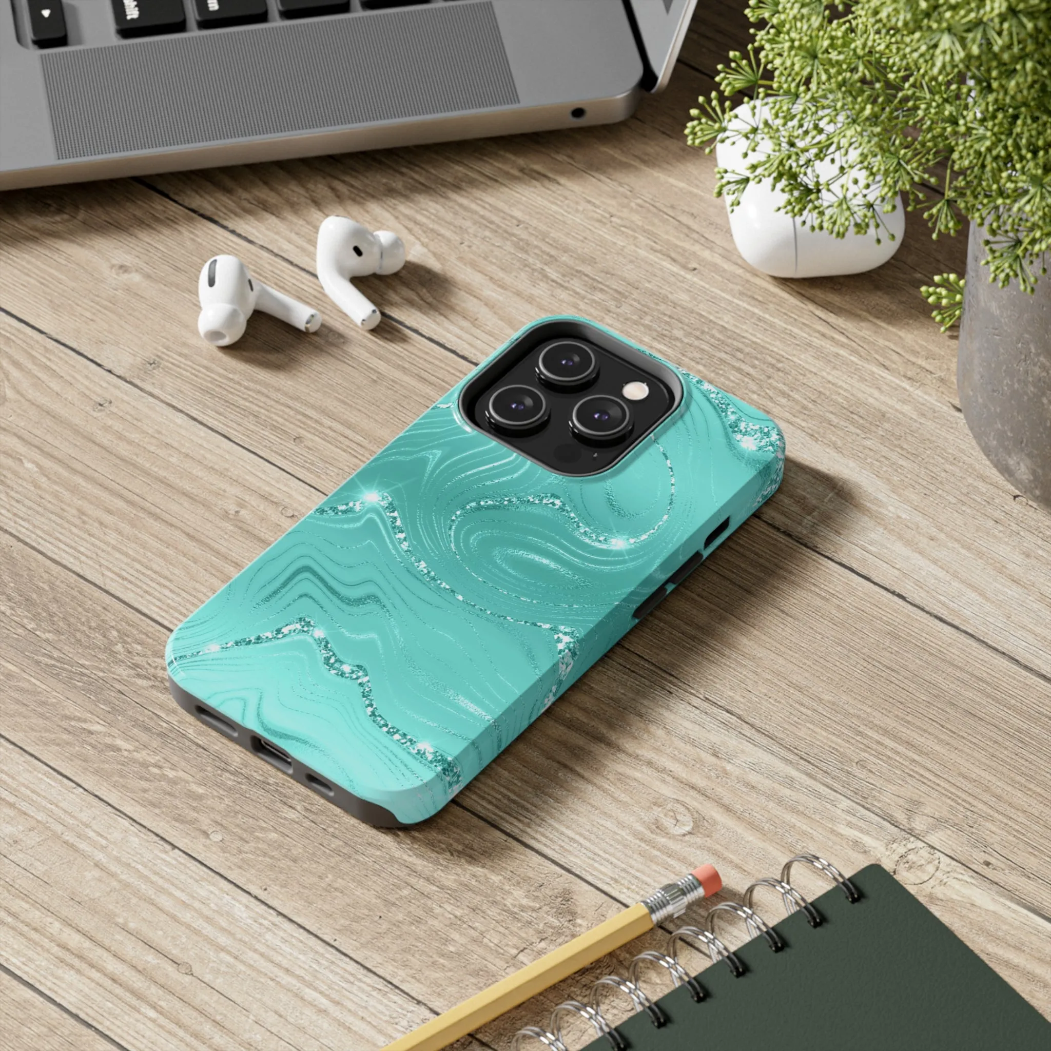 Marbled Turquoise Design Tough Phone Case compatible with a large variety of phone models, Gift, Phone Case