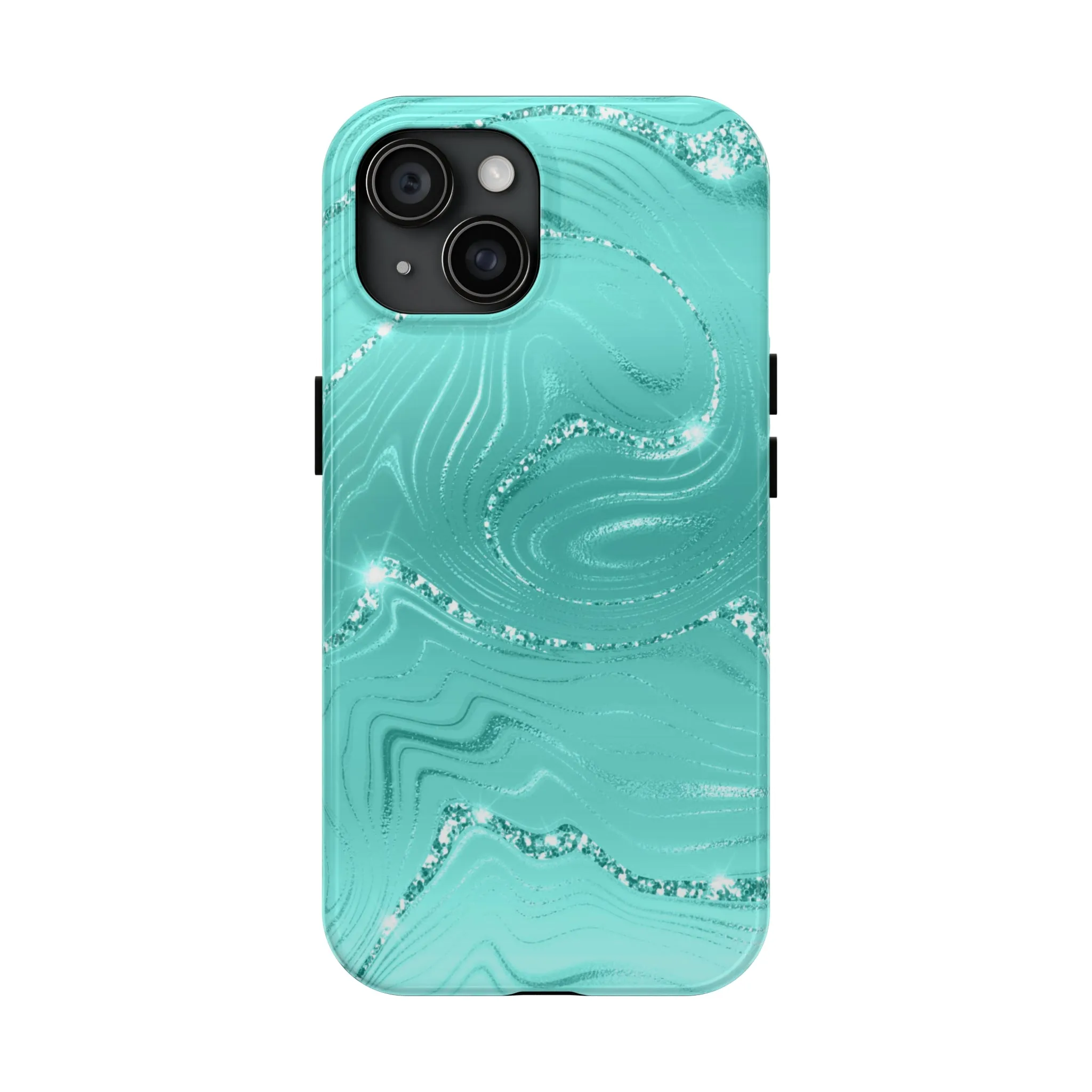 Marbled Turquoise Design Tough Phone Case compatible with a large variety of phone models, Gift, Phone Case