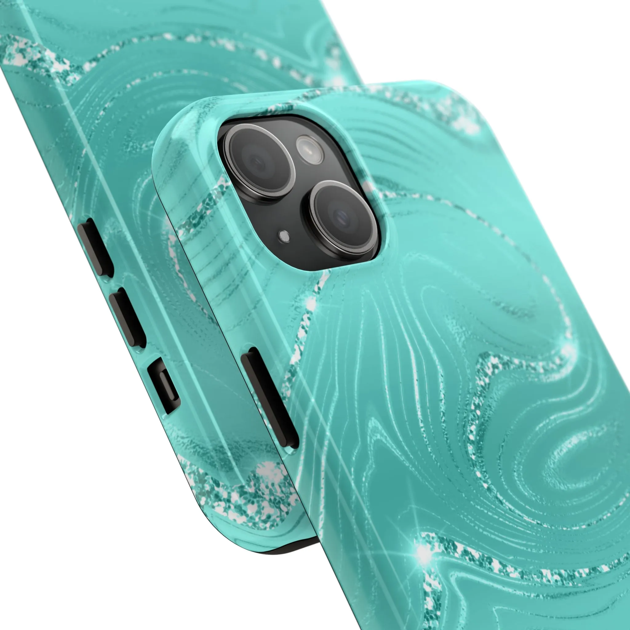 Marbled Turquoise Design Tough Phone Case compatible with a large variety of phone models, Gift, Phone Case