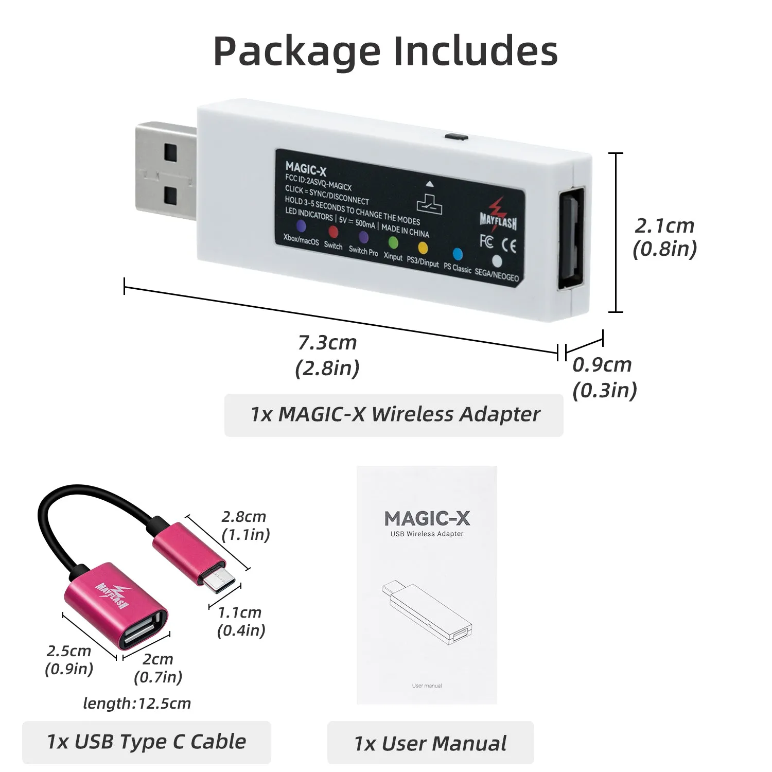 Mayflash MAGIC-X Wireless Bluetooth Controller Adapter for Xbox Series X|S/Xbox One/PS3/Switch/macOS/Windows/Raspberry Pi/Steam