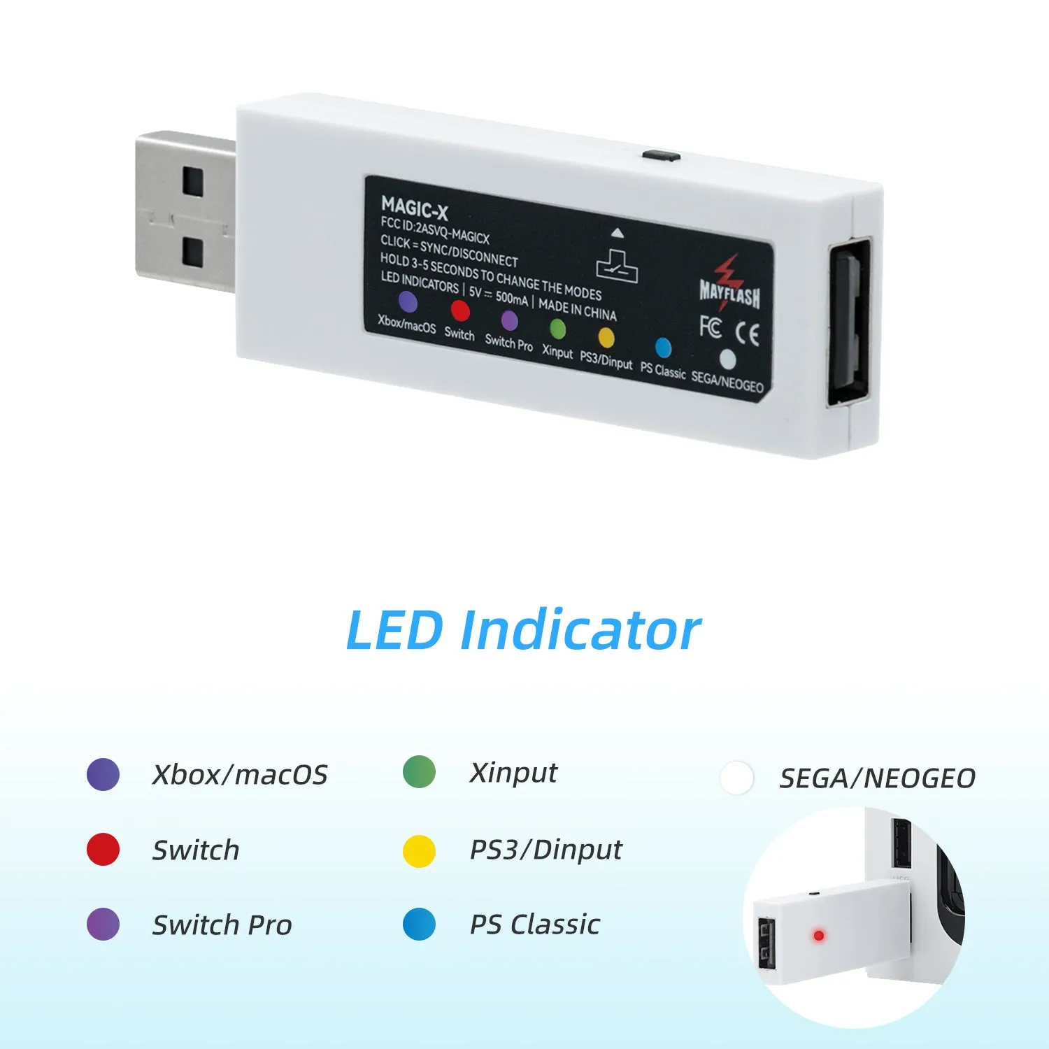 Mayflash MAGIC-X Wireless Bluetooth Controller Adapter for Xbox Series X|S/Xbox One/PS3/Switch/macOS/Windows/Raspberry Pi/Steam