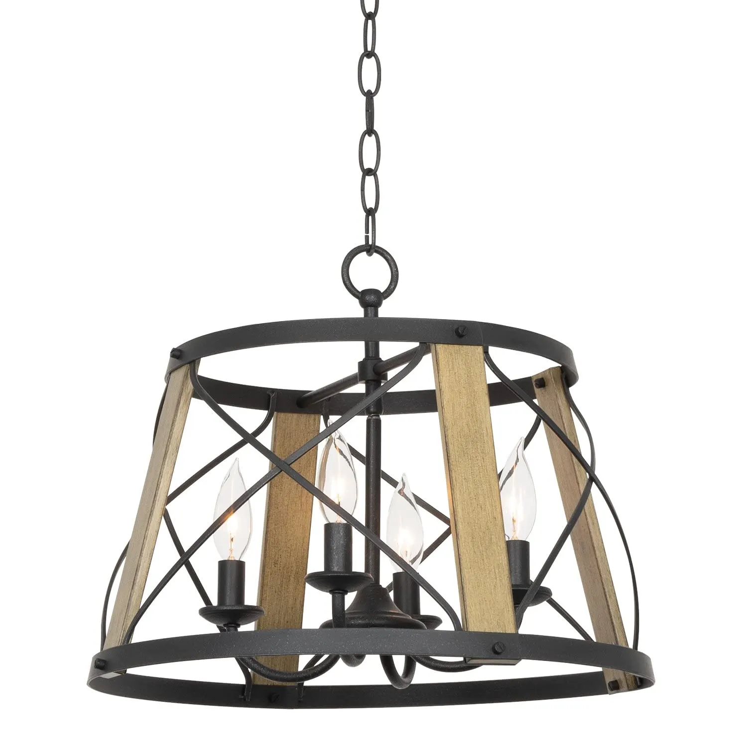 Modern Farmhouse 13 Inch 3 Light Chandelier in Smoked Birch & Textured Black