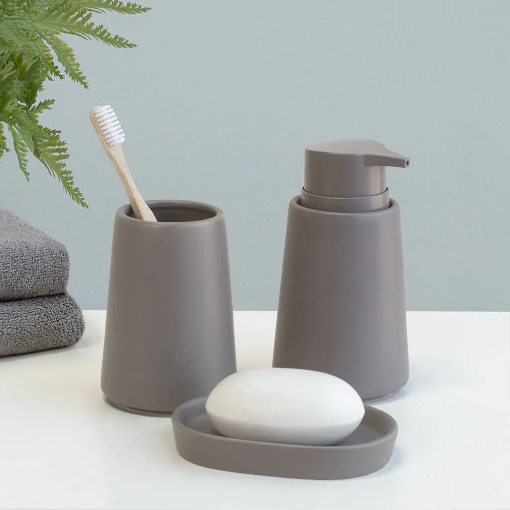 Modern Matte Dark Grey Ceramic Bath Accessories, Toothbrush Holder