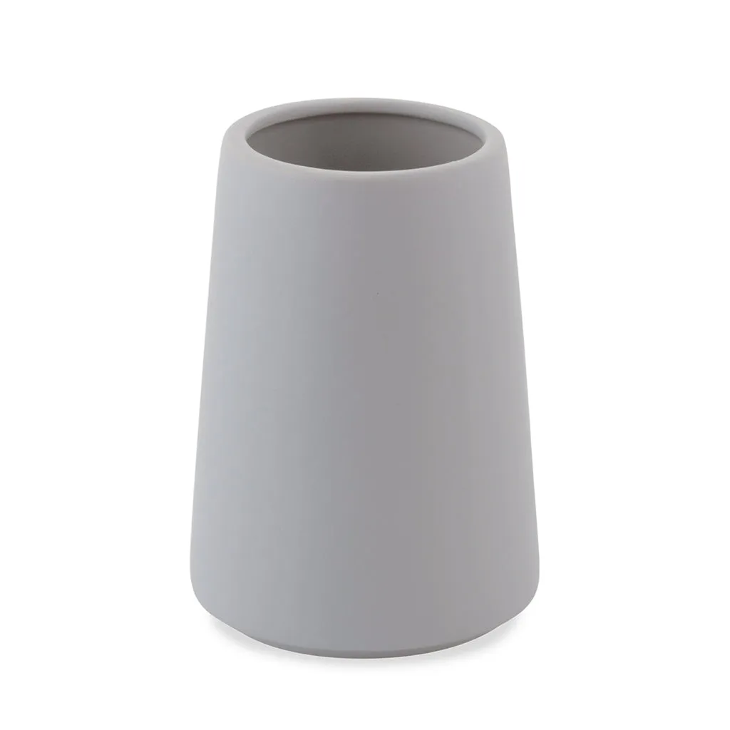 Modern Matte Light Grey Ceramic Bath Accessories, Toothbrush Holder