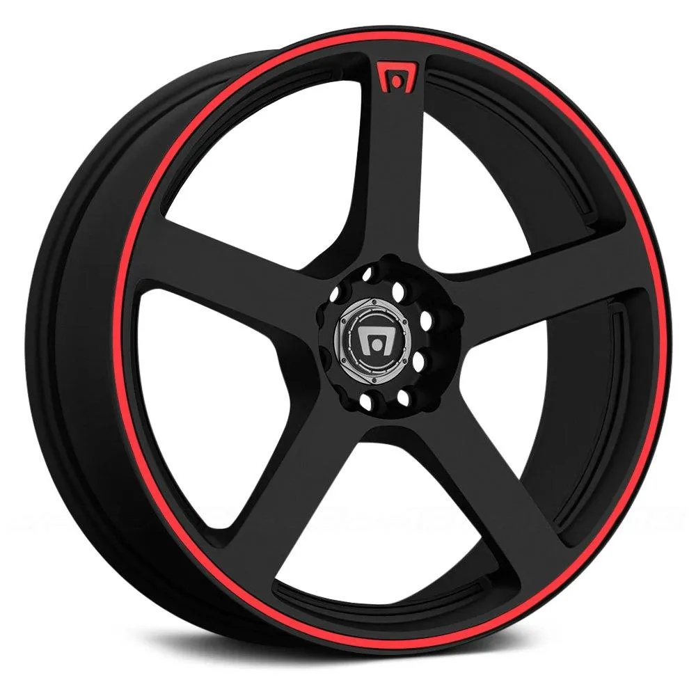 Motegi Racing MR116 Wheels (15x6.5 4x100/4x114.3  40) Gloss Black / Silver / Matte Black w/ Red Racing Stripe