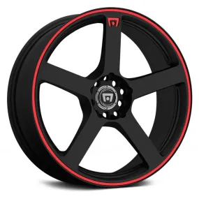 Motegi Racing MR116 Wheels (16x7 5x108  40) Gloss Black or Matte Black w/ Red Racing Stripe