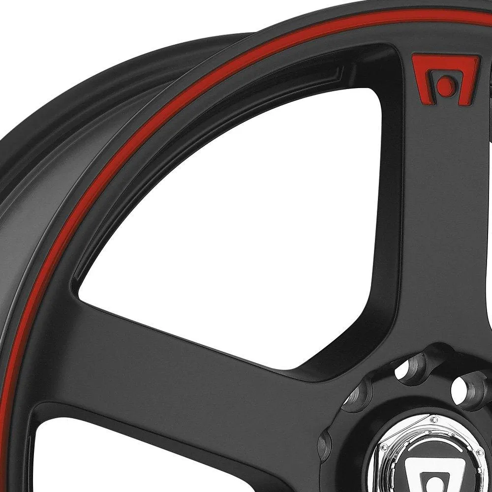 Motegi Racing MR116 Wheels (16x7 5x108  40) Gloss Black or Matte Black w/ Red Racing Stripe