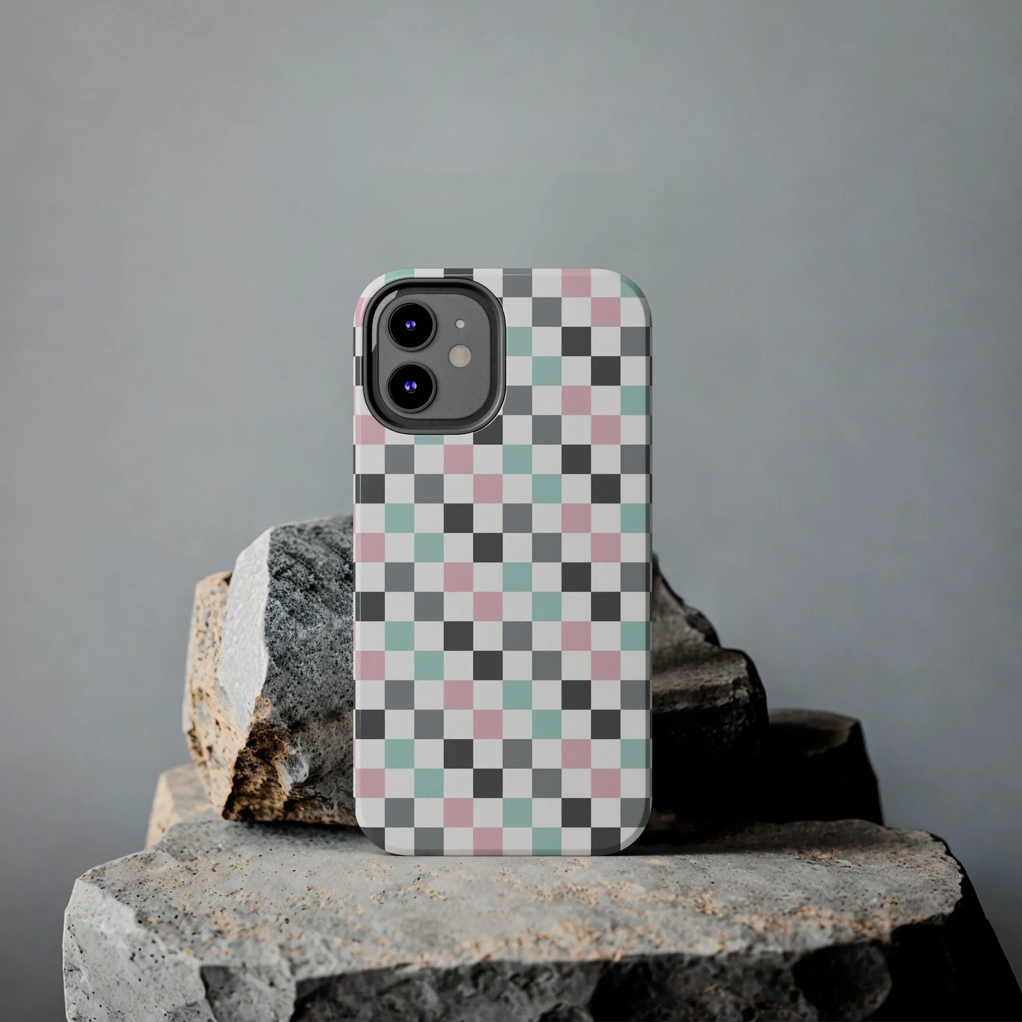 Multicolor Checkerboard print design Tough Phone Case compatible with a large variety of iphone models