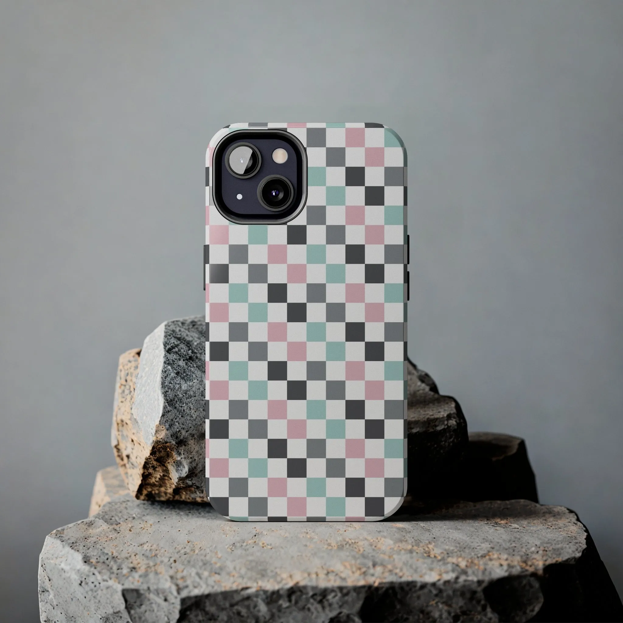 Multicolor Checkerboard print design Tough Phone Case compatible with a large variety of iphone models