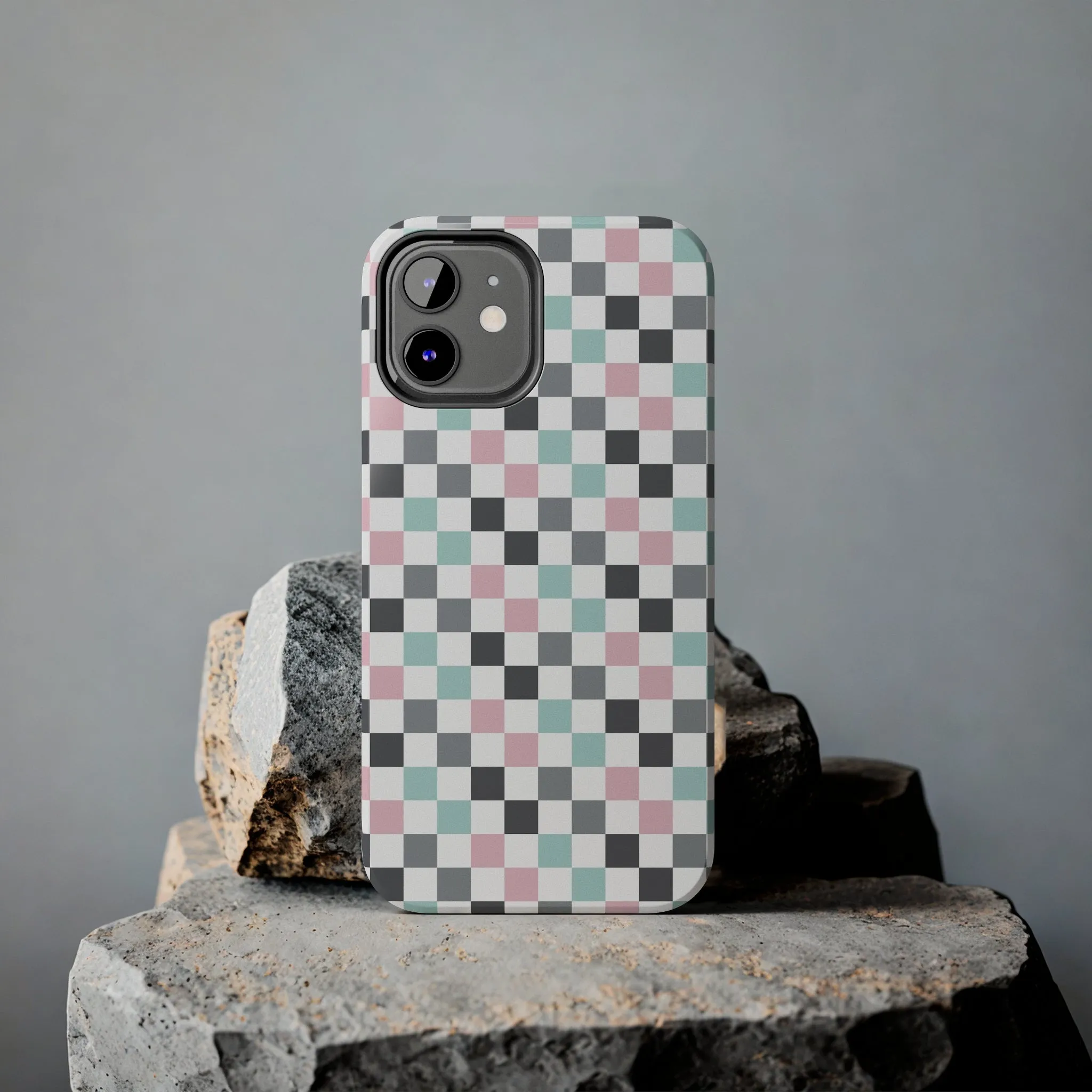 Multicolor Checkerboard print design Tough Phone Case compatible with a large variety of iphone models