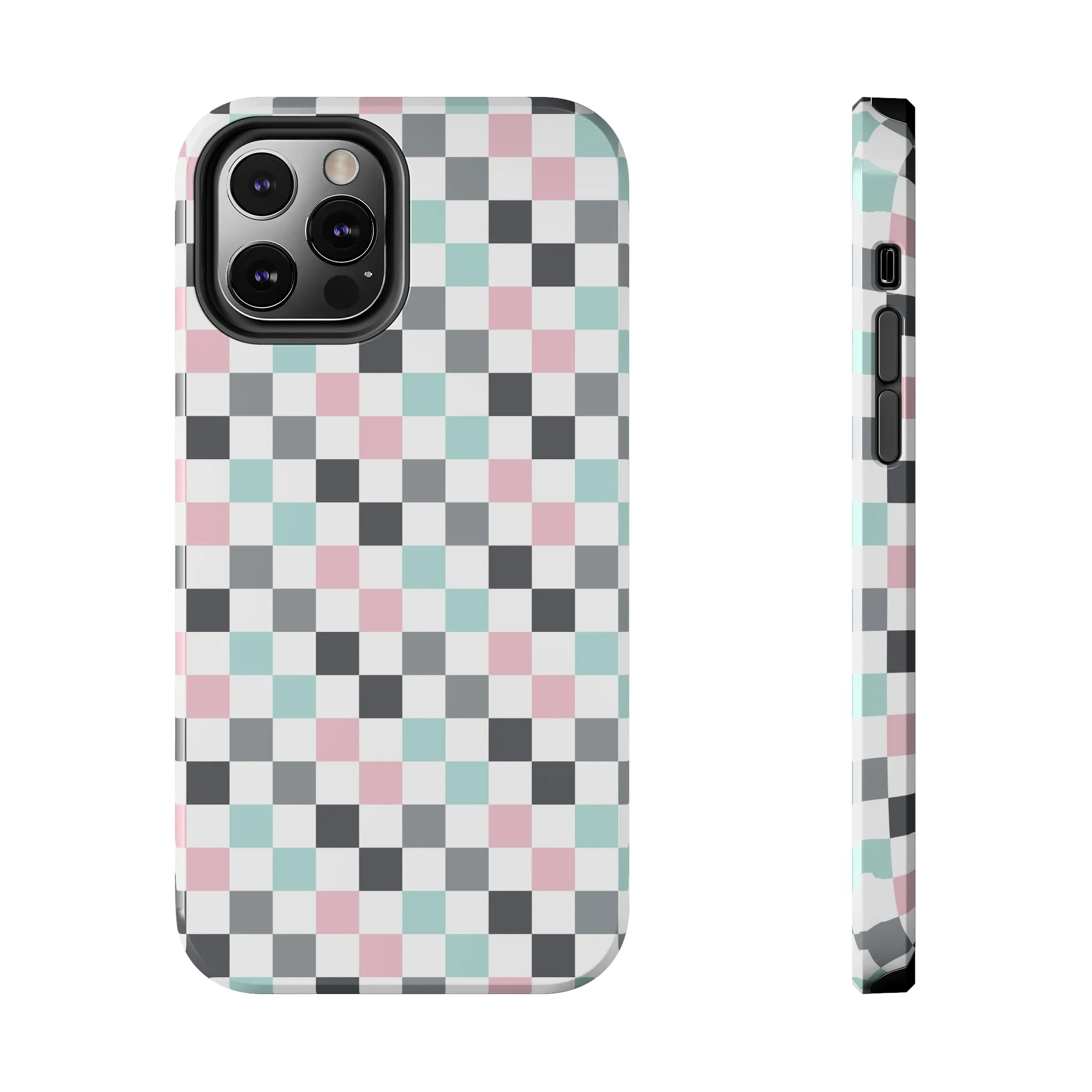 Multicolor Checkerboard print design Tough Phone Case compatible with a large variety of iphone models