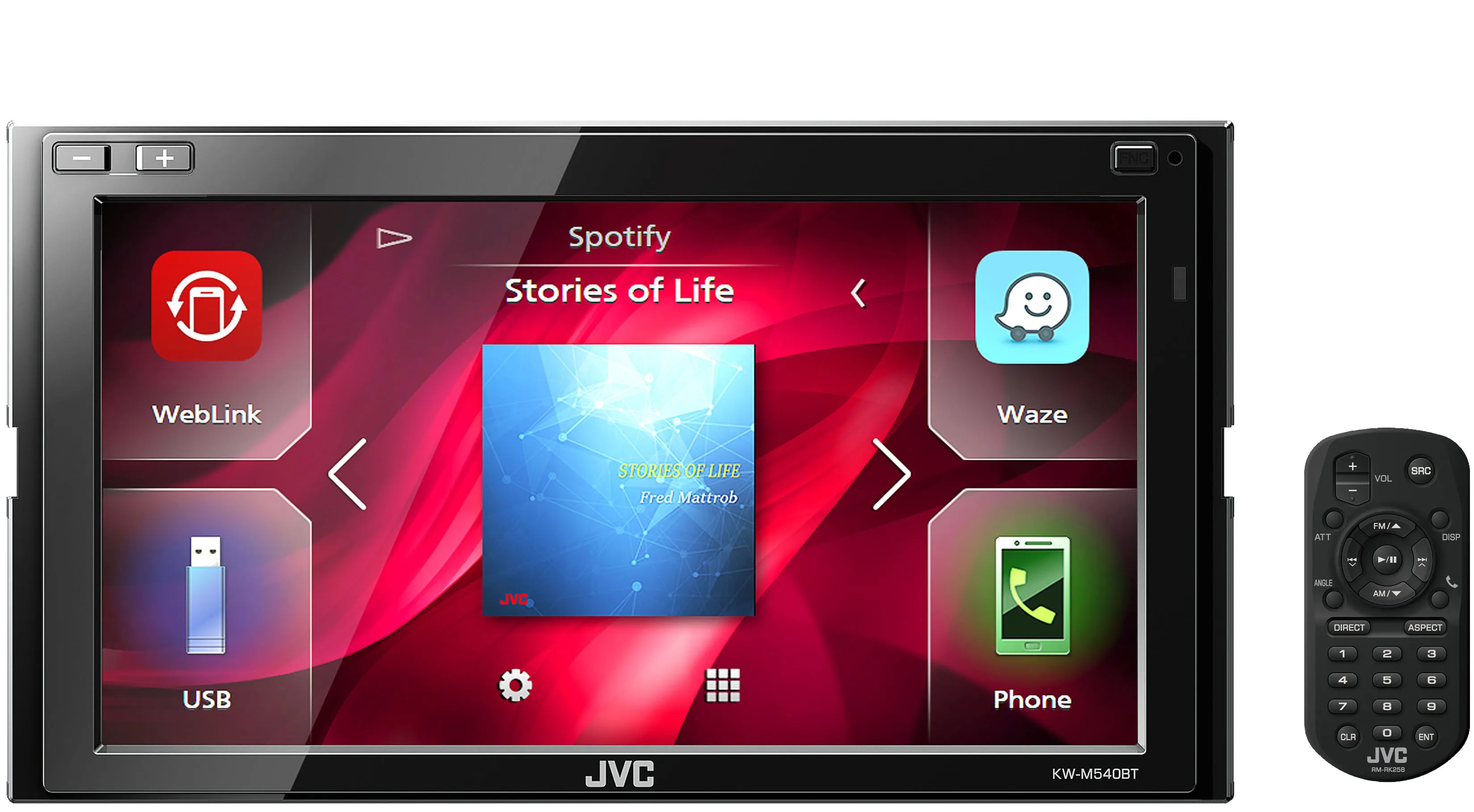 Multimedija automobiliui JVC KW-M540BT, Weblink, Youtube, Waze, Spotify, USB, BLUETOOTH