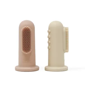 Mushie Finger Toothbrush - Shifting Sand/Blush