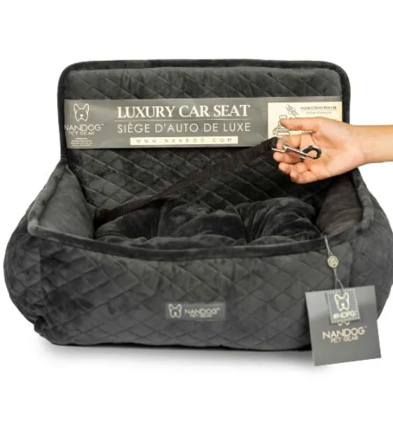 Nandog Pet Gear Quilted Micro Plush Dark Grey Car Seat Bed