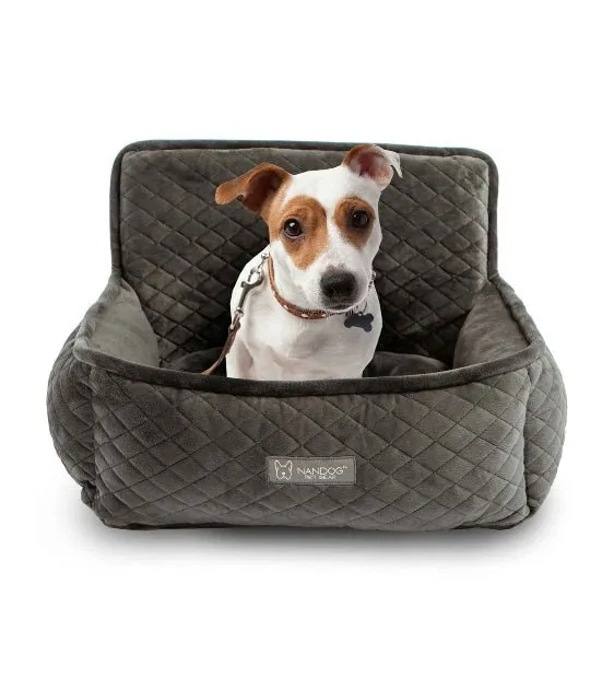 Nandog Pet Gear Quilted Micro Plush Dark Grey Car Seat Bed