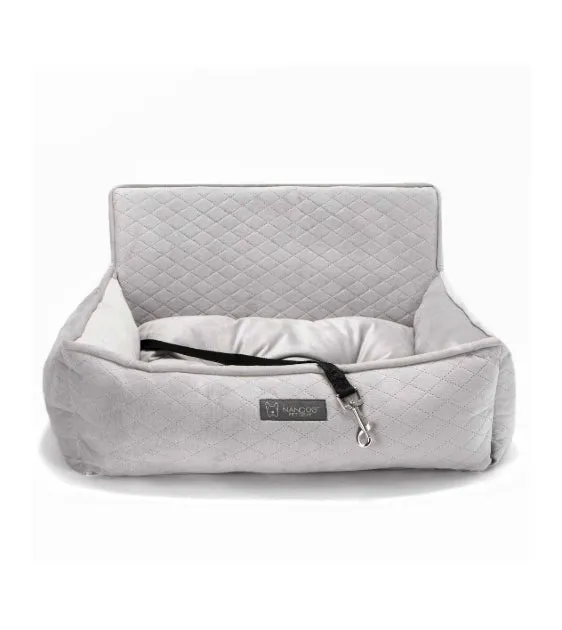 Nandog Pet Gear Quilted Micro Plush Light Grey Car Seat Bed